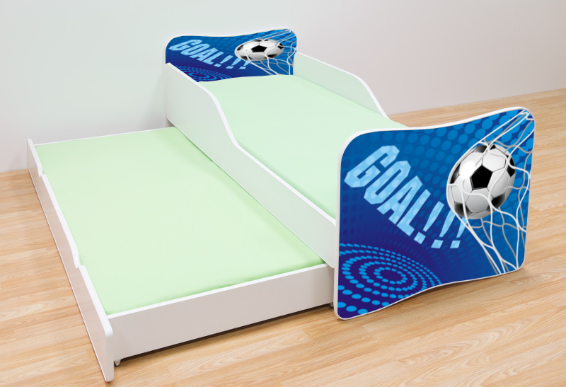 Becks posteľ s výsuvným lôžkom Futbal modrý